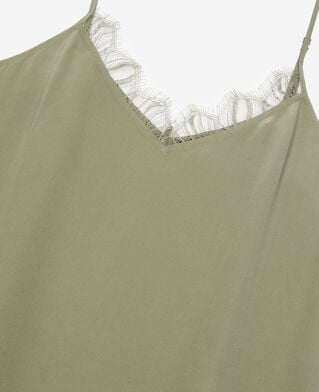 The Kooples WOMEN OLIVE KAKI khaki silk long babydoll dress