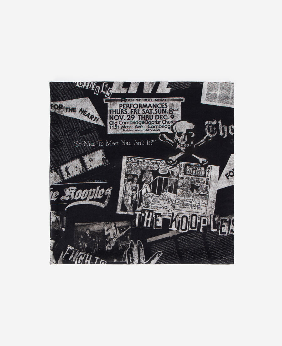 The Kooples WOMEN BLACK WHITE printed wool and silk scarf