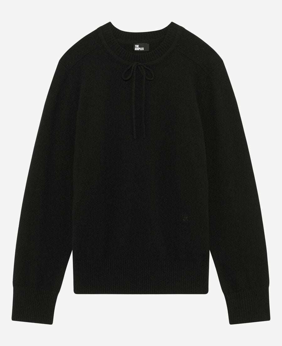 The Kooples FEMME BLACK pull col rond en cachemire noir