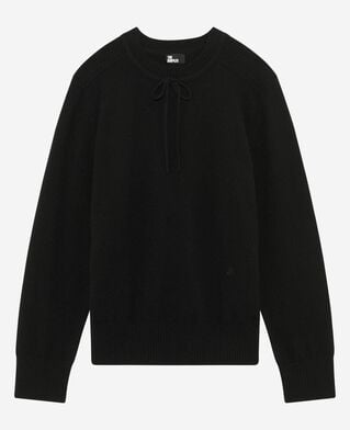The Kooples FEMME BLACK pull col rond en cachemire noir
