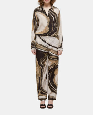 The Kooples F BEIGE-BROWN printed flowing silk pants