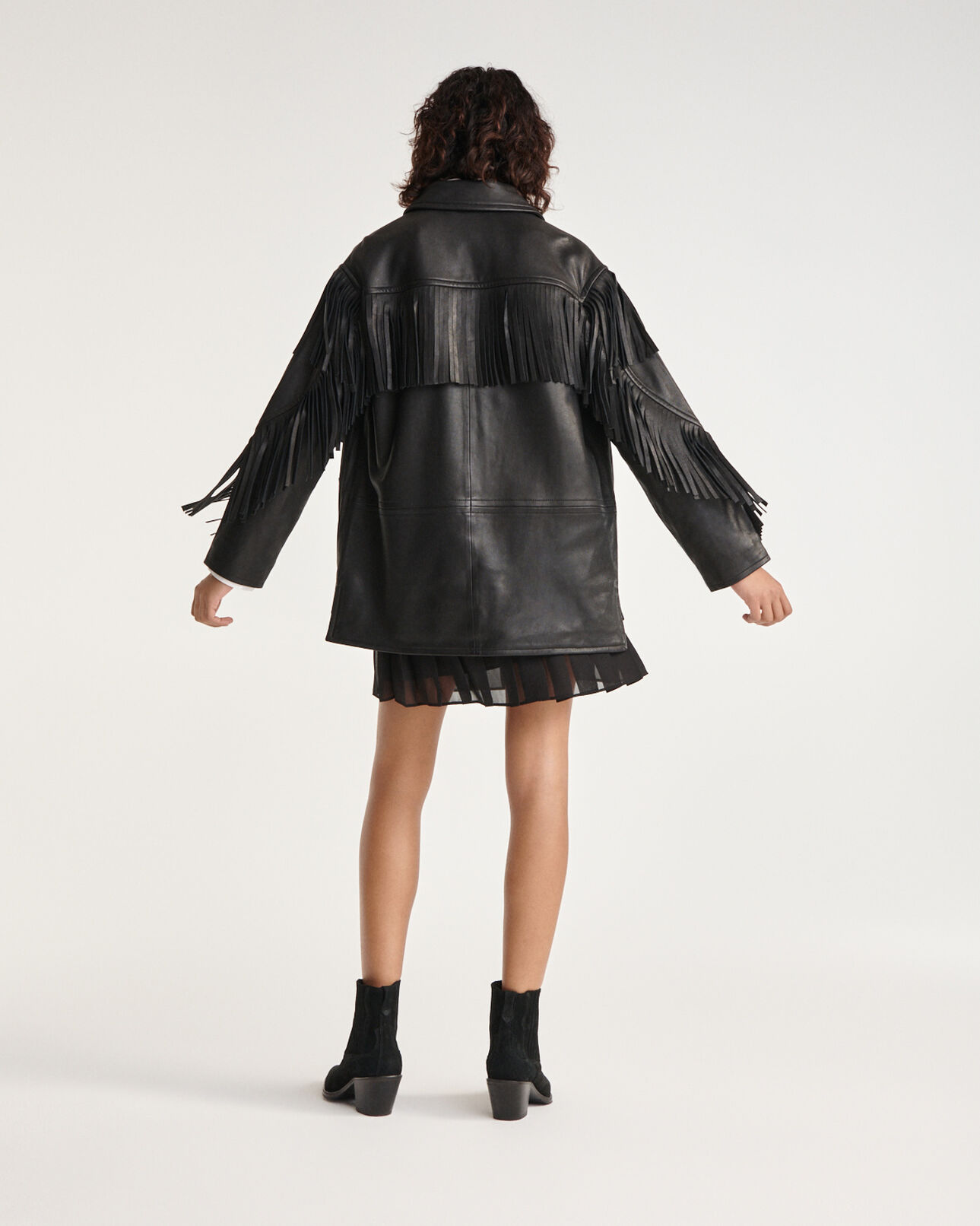 The Kooples FEMME BLACK jupe courte fluide noire plissée