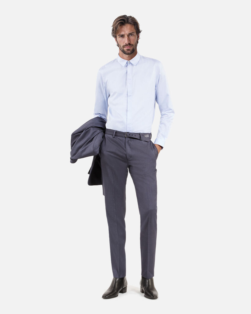 The Kooples HOMME BLUE pantalon de costume à rayures bleu