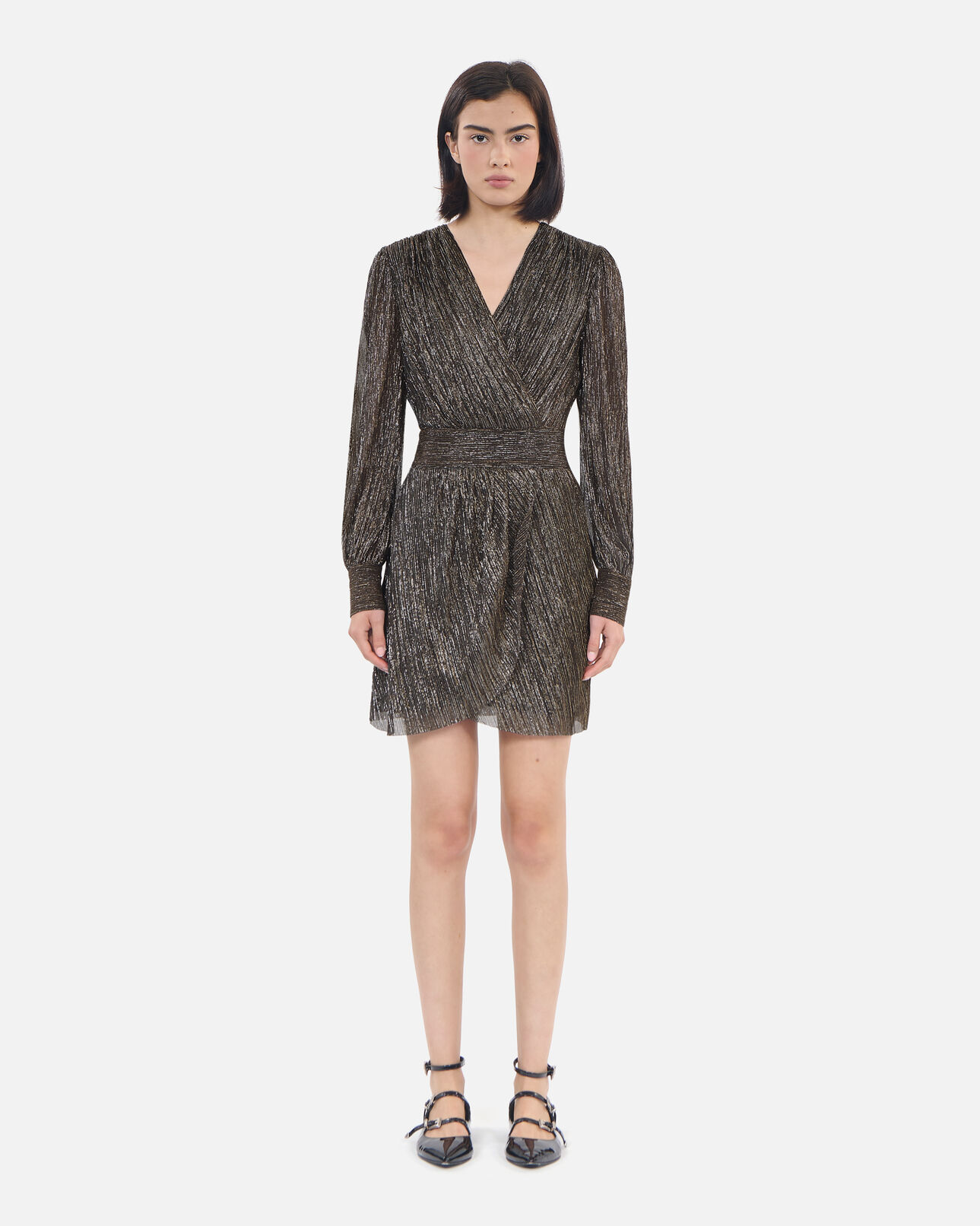 The Kooples WOMEN BRONZE metallic bronze jersey short dress