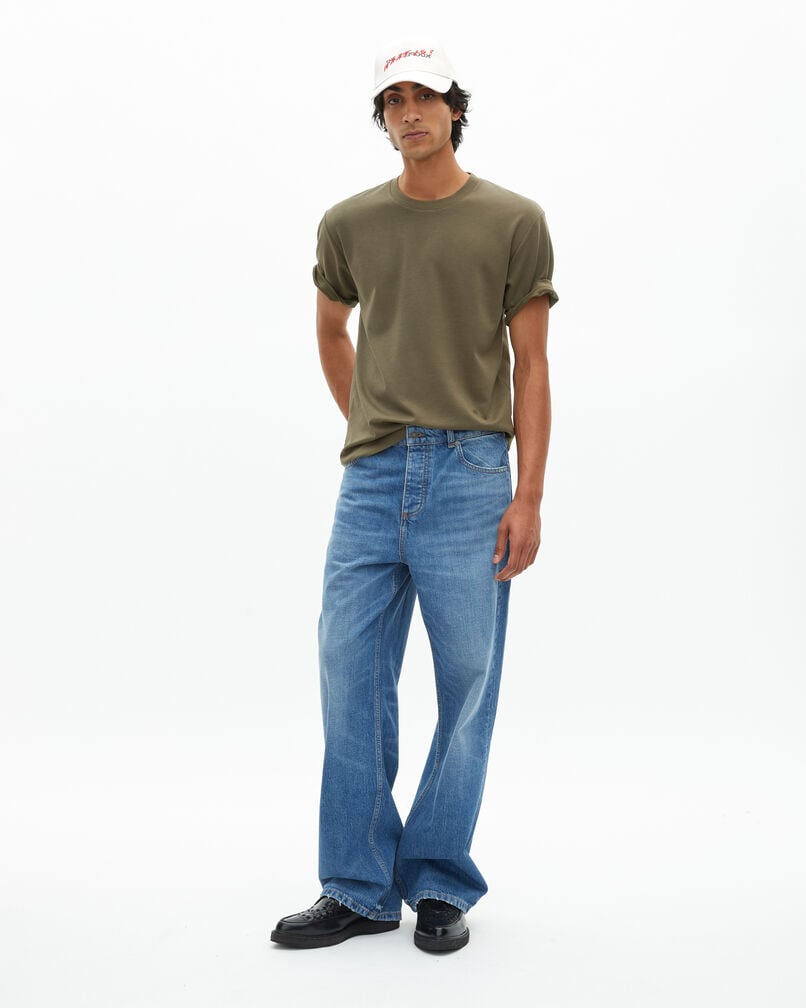 The Kooples HERREN KAKI unifarbenes, gerades t-shirt in khaki