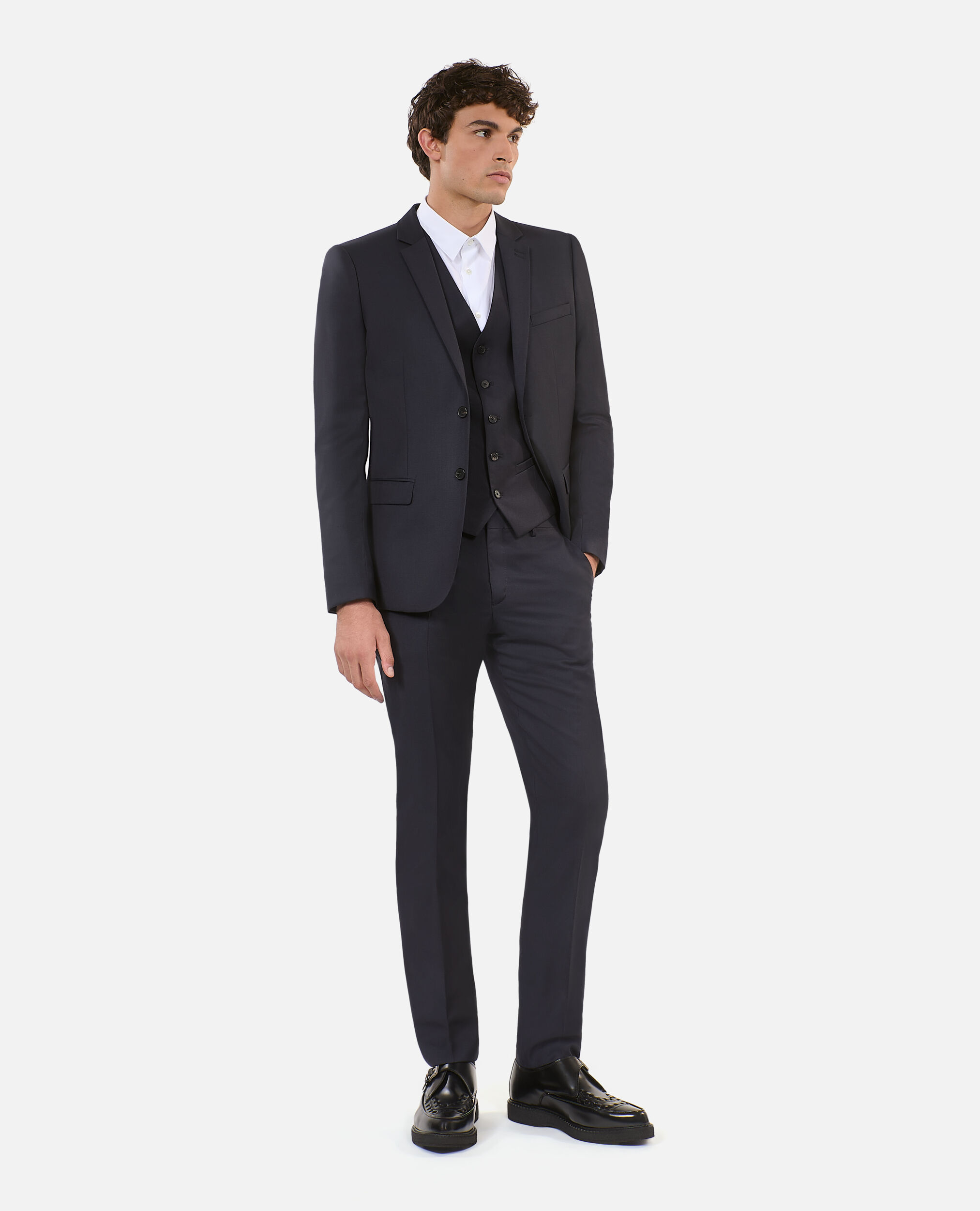 Navy blue wool suit vest