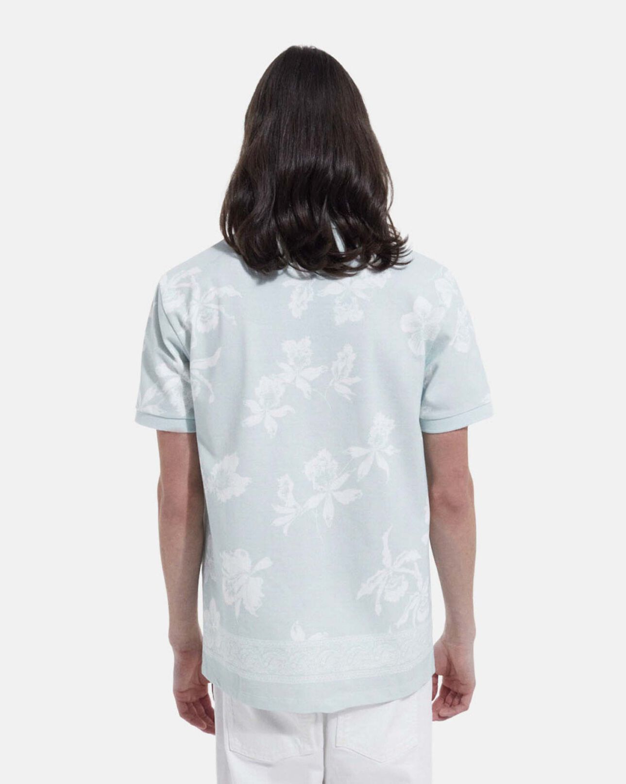 The Kooples HOMME GRIS BLEU polo vert et blanc imprimé fleuri casual