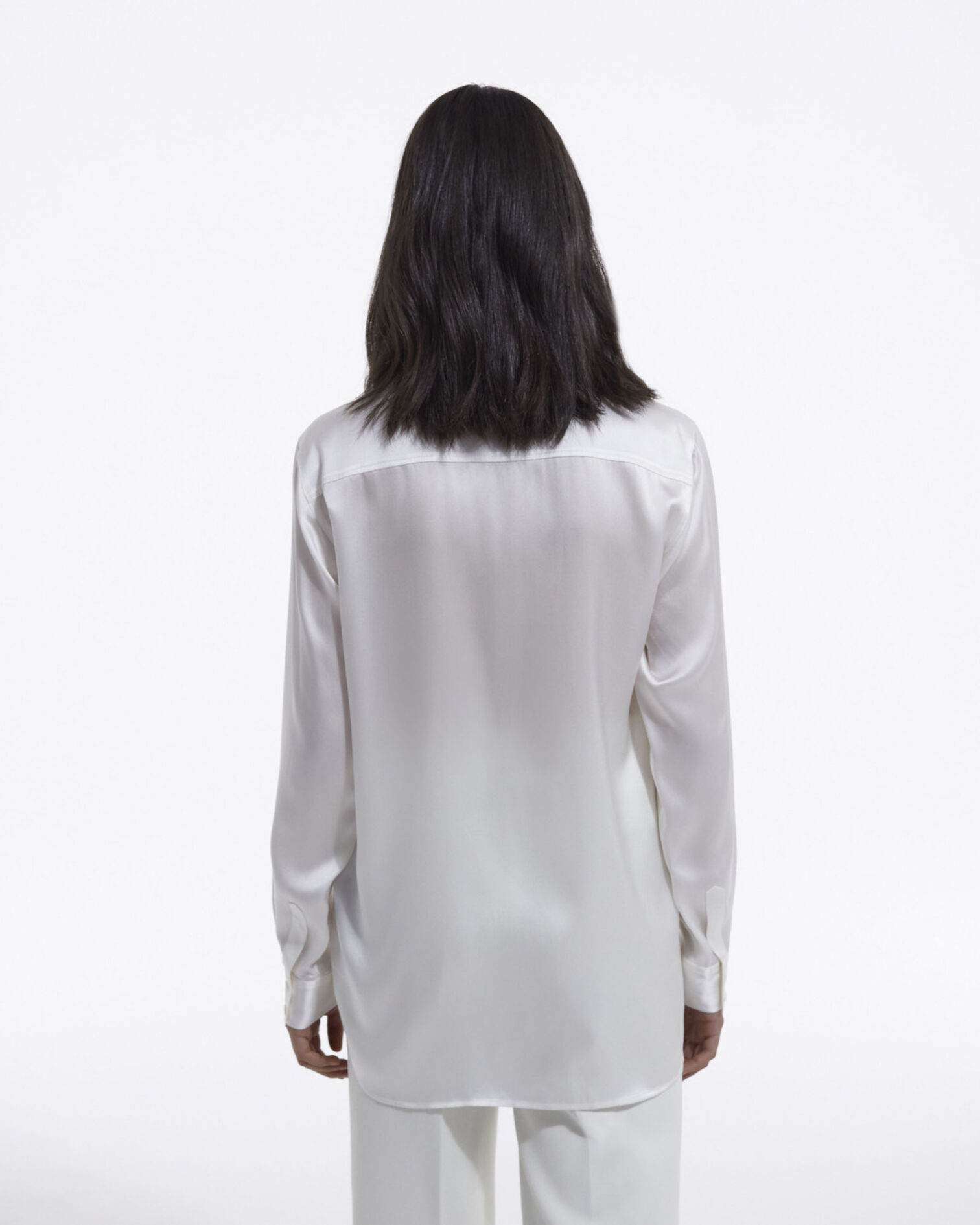 Loose white shirt with large cuffs, WHITE, hi-res image number null