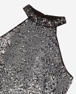 The Kooples WOMEN SILVER short dress in silver sequins
