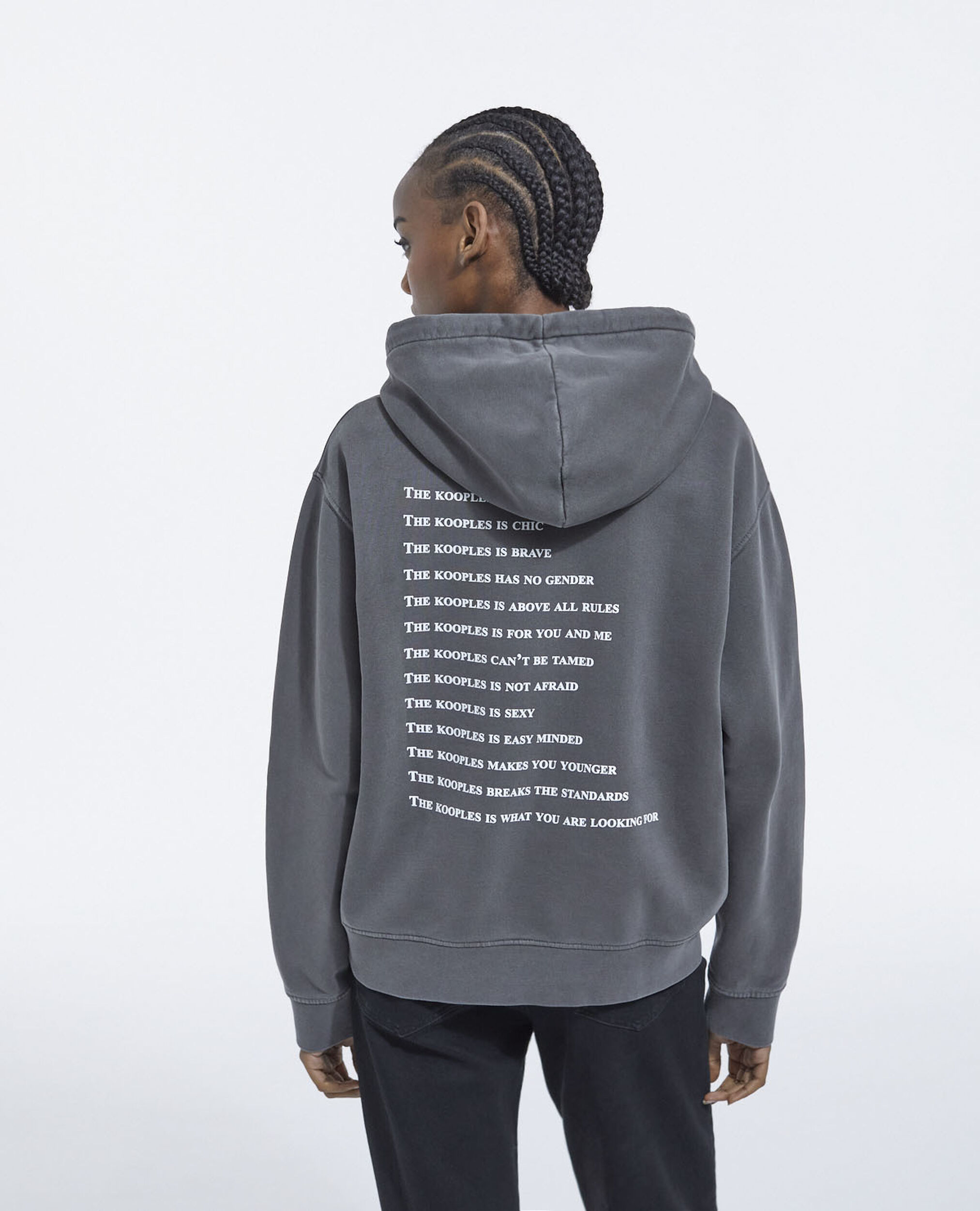 What is The Kooples gray sweatshirt with hood, GREY, hi-res image number null