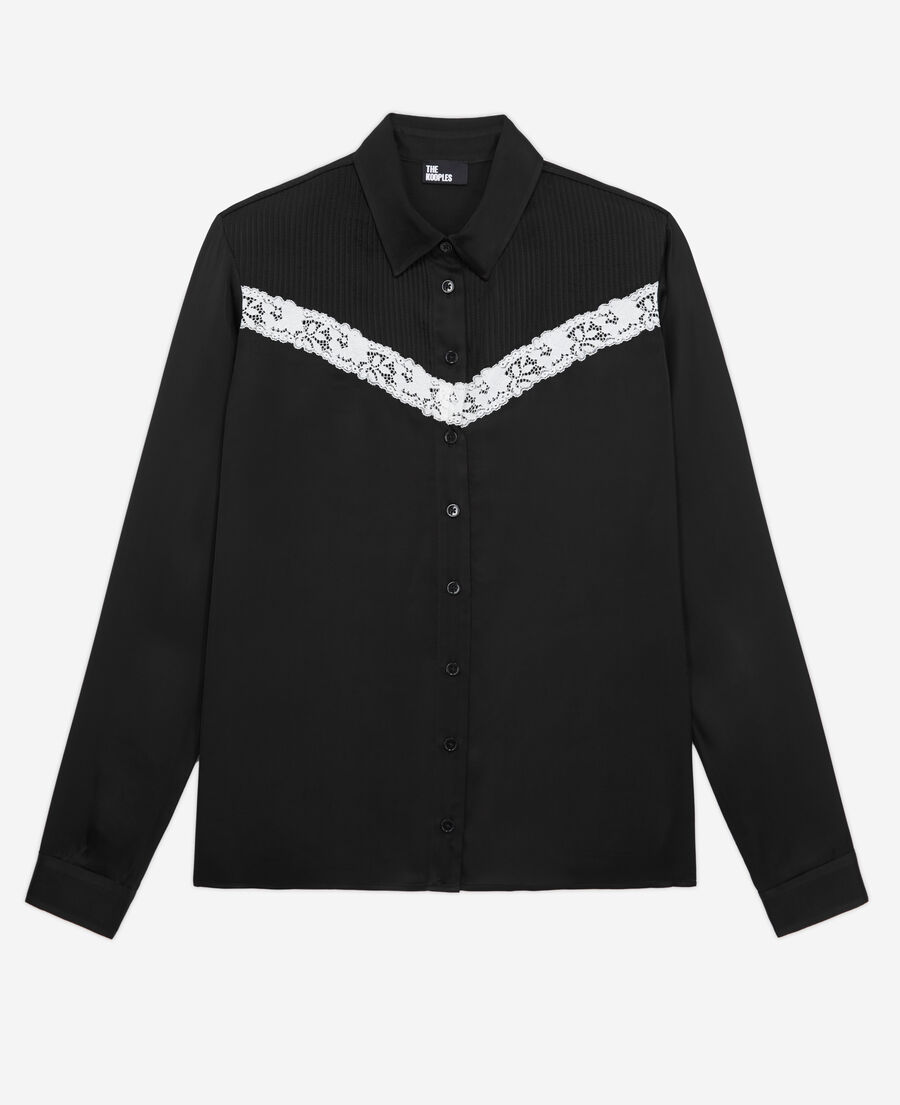 black shirt with lace detail