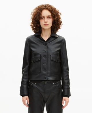 The Kooples WOMEN BLACK short black leather jacket