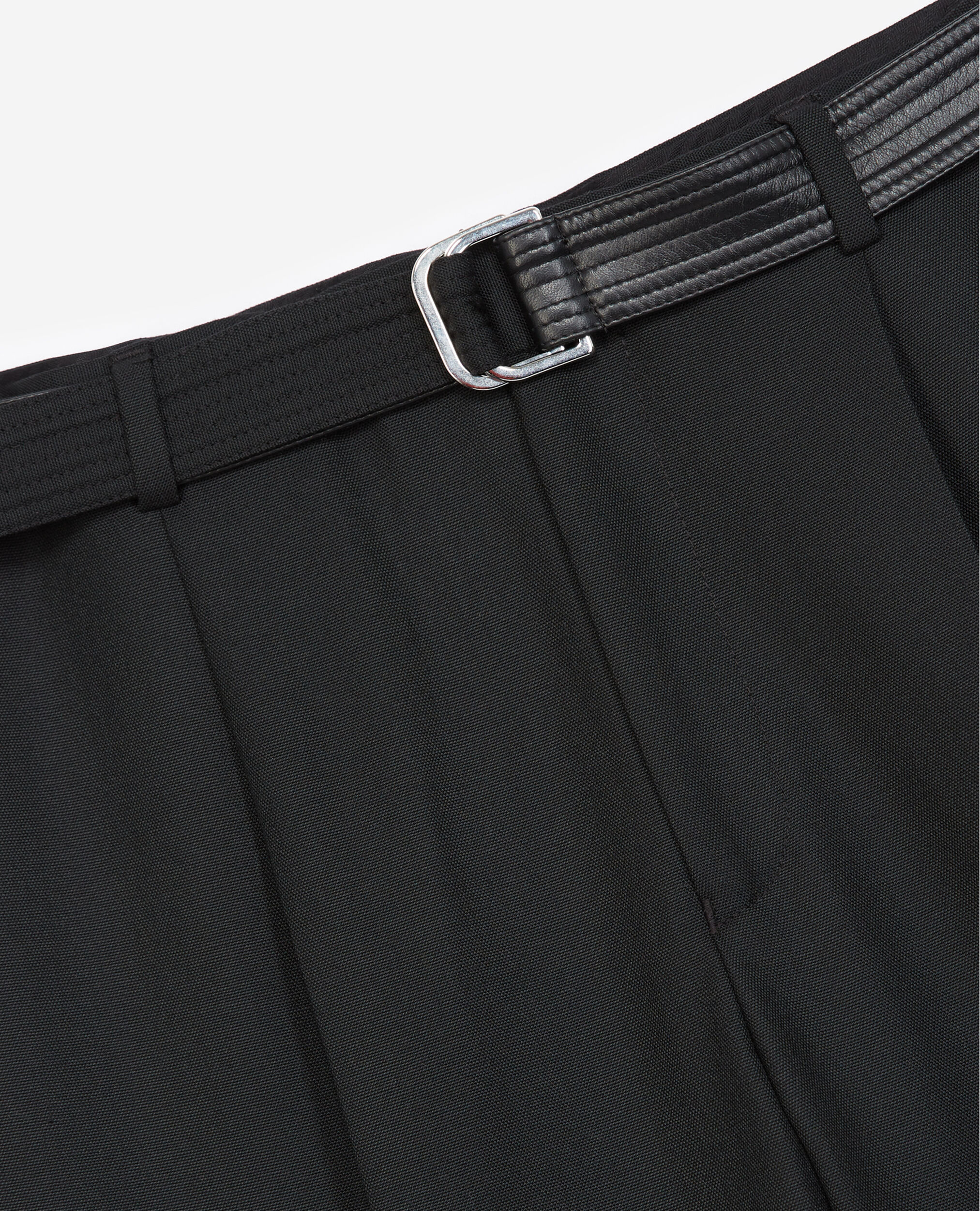 Black suit pants in wool with belt, BLACK, hi-res image number null