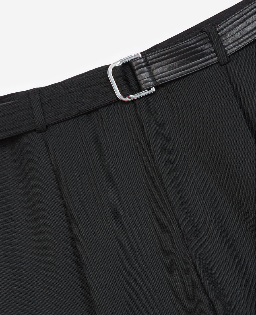 black suit pants in wool with belt