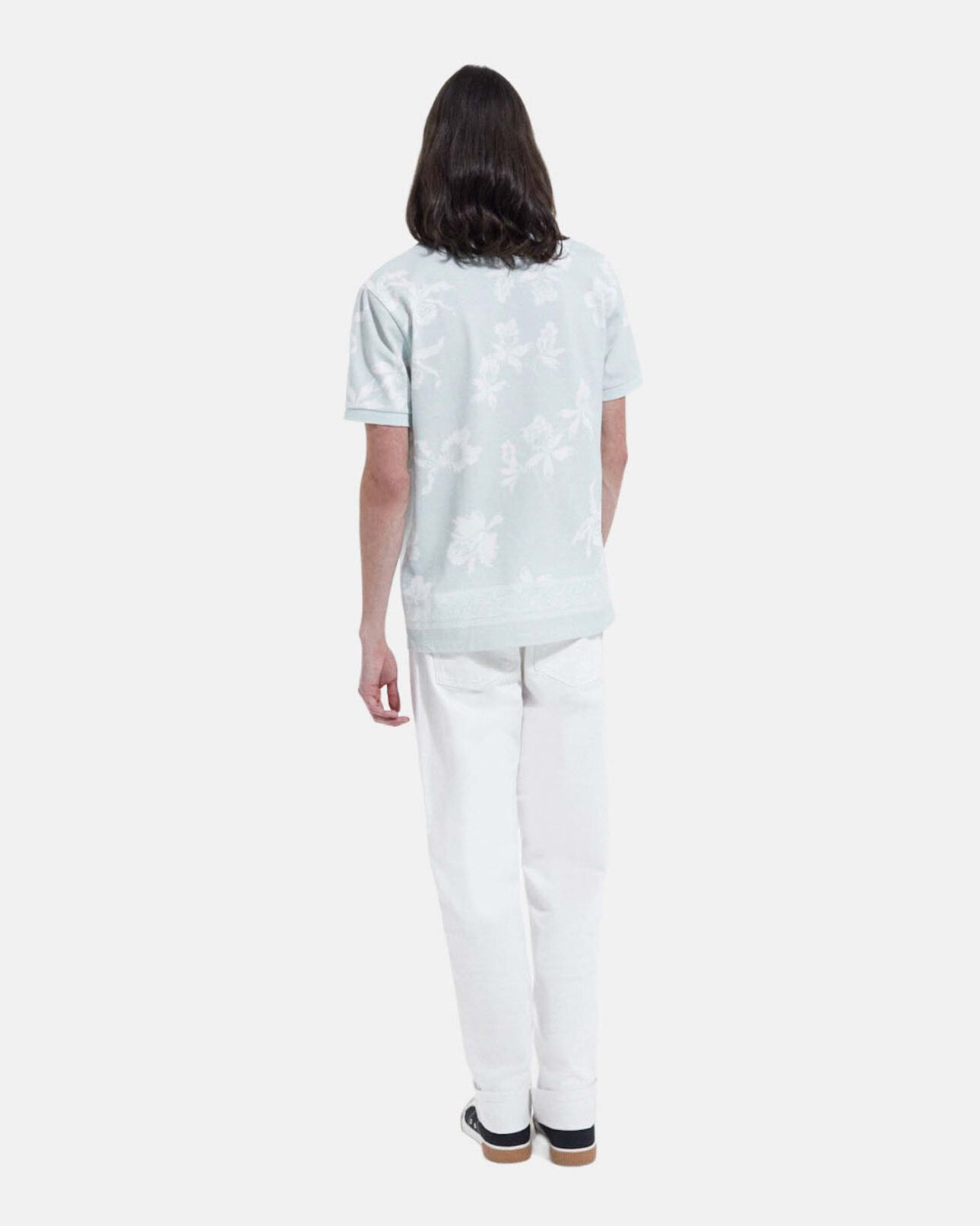 The Kooples HOMME GRIS BLEU polo vert et blanc imprimé fleuri casual
