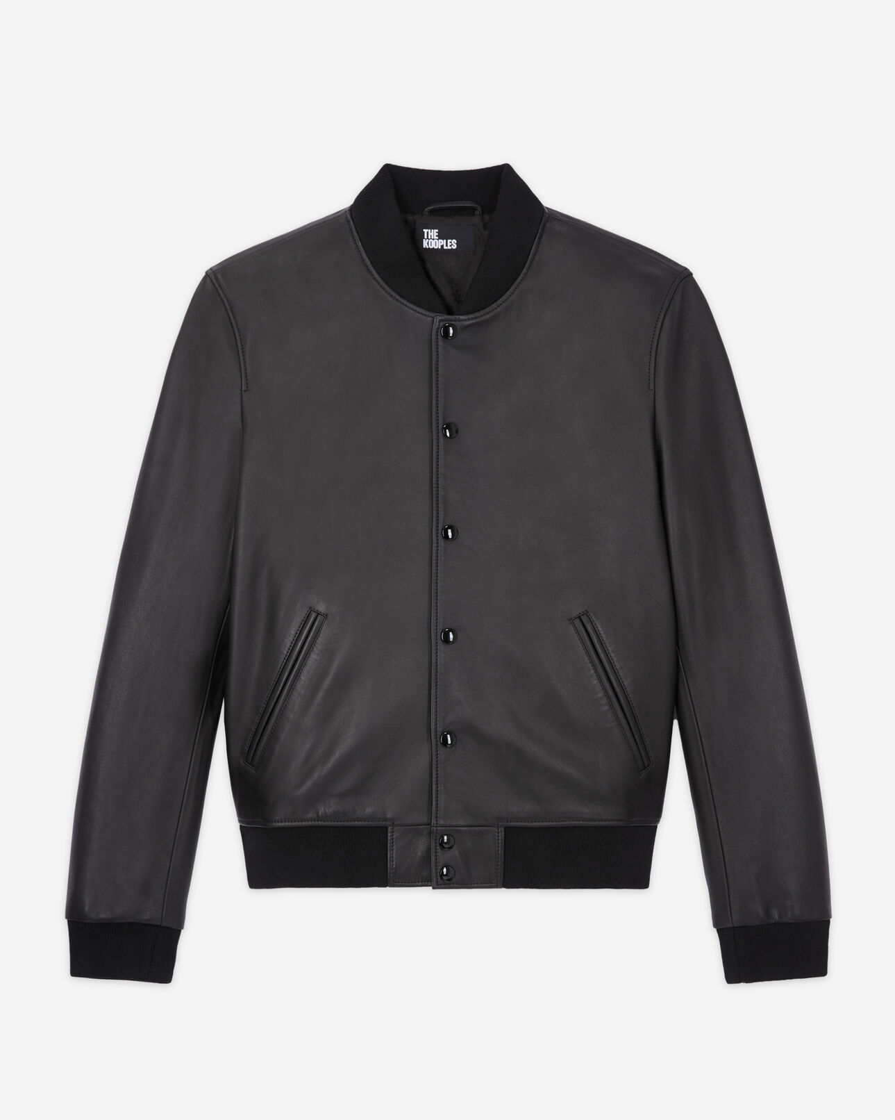 The Kooples HERREN BLACK lederjacke mit futter mit leopardenmotiv