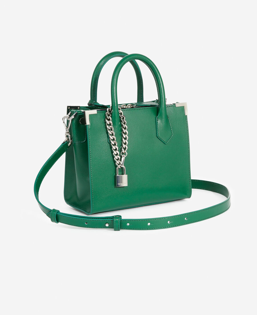 medium ming bag in green grained leather
