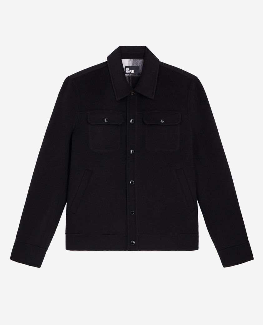 The Kooples HERREN BLACK hemdjacke aus wollmischung mit karomuster