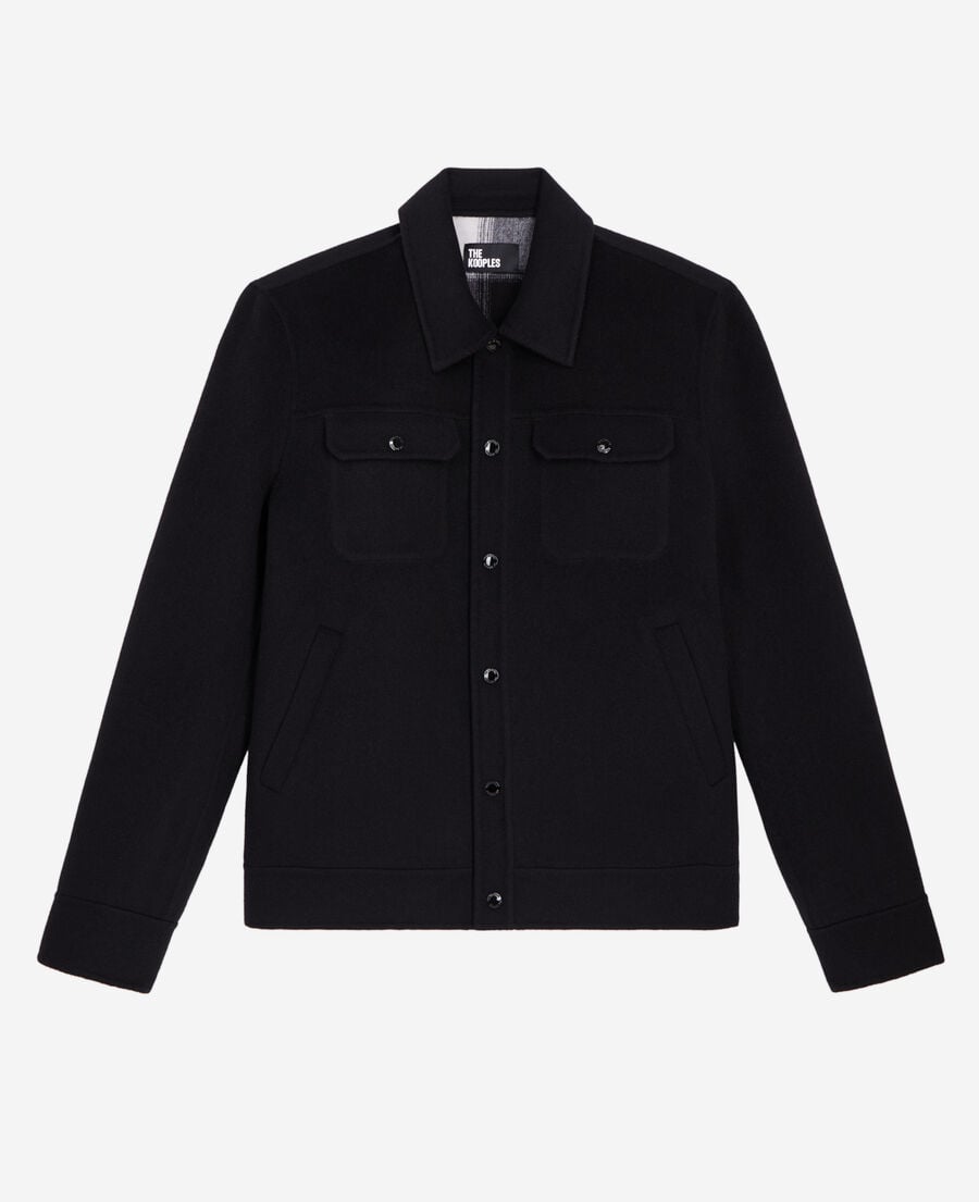 The Kooples HOMBRE BLACK chaqueta sobrecamisa mezcla lana cuadros