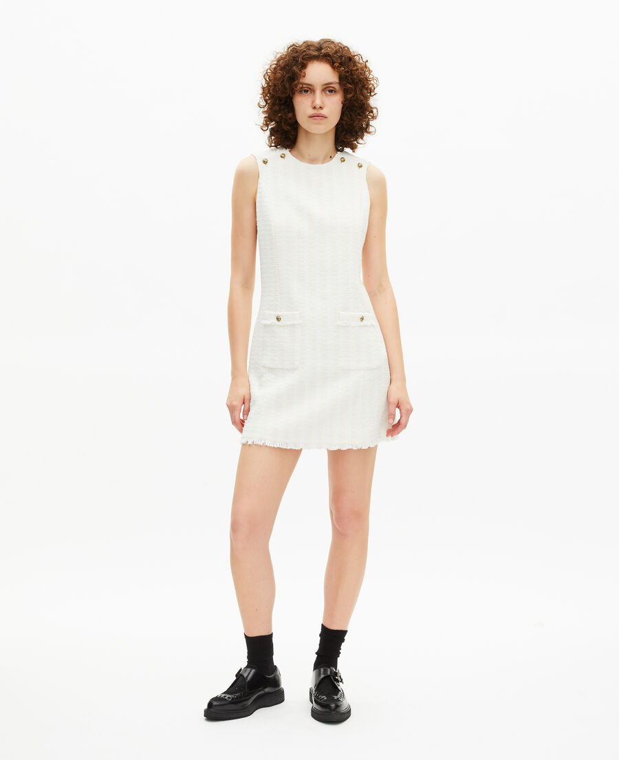 The Kooples WOMEN ECRU short dress in ecru tweed