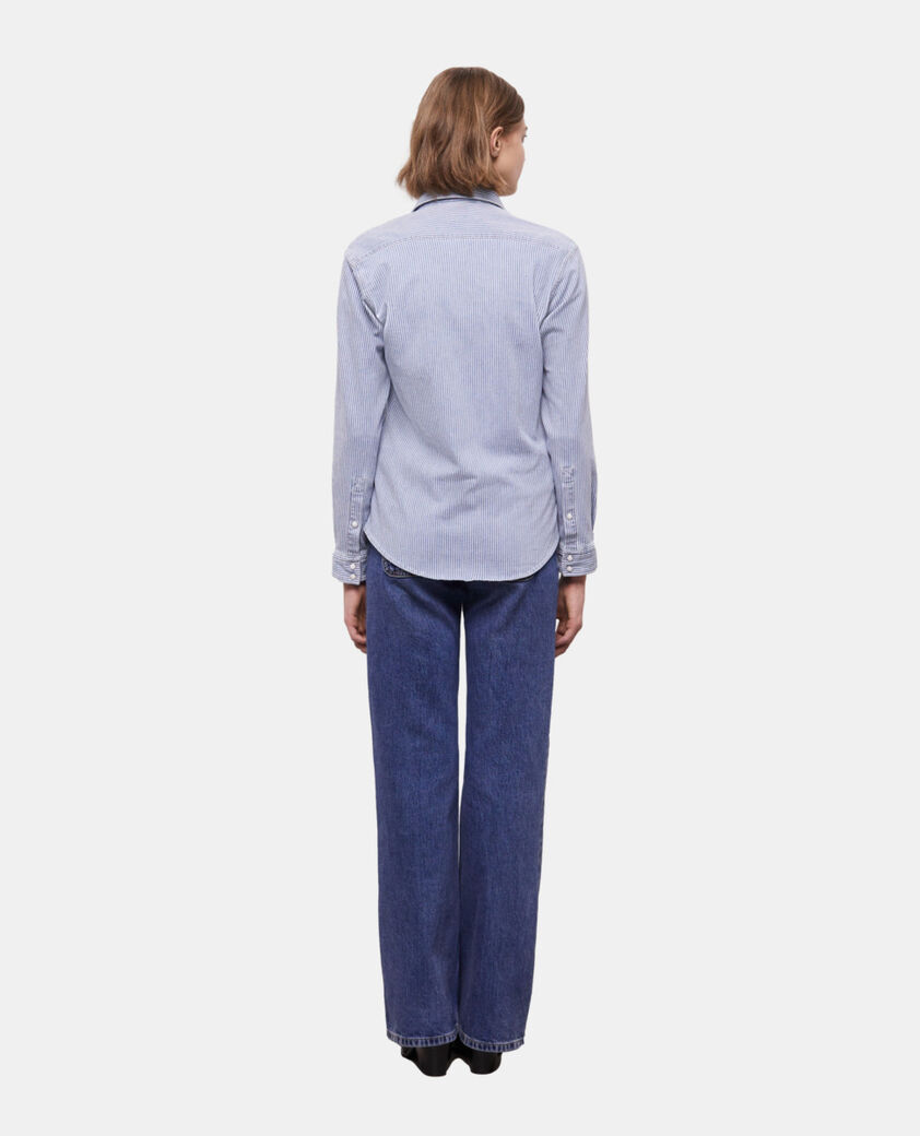 The Kooples WOMEN BLUE DENIM blue and white striped shirt