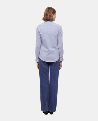 The Kooples WOMEN BLUE DENIM blue and white striped shirt