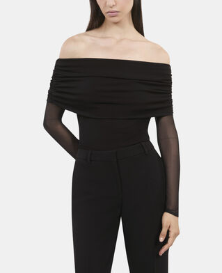 The Kooples DAMEN BLACK schwarzes oberteil aus jersey