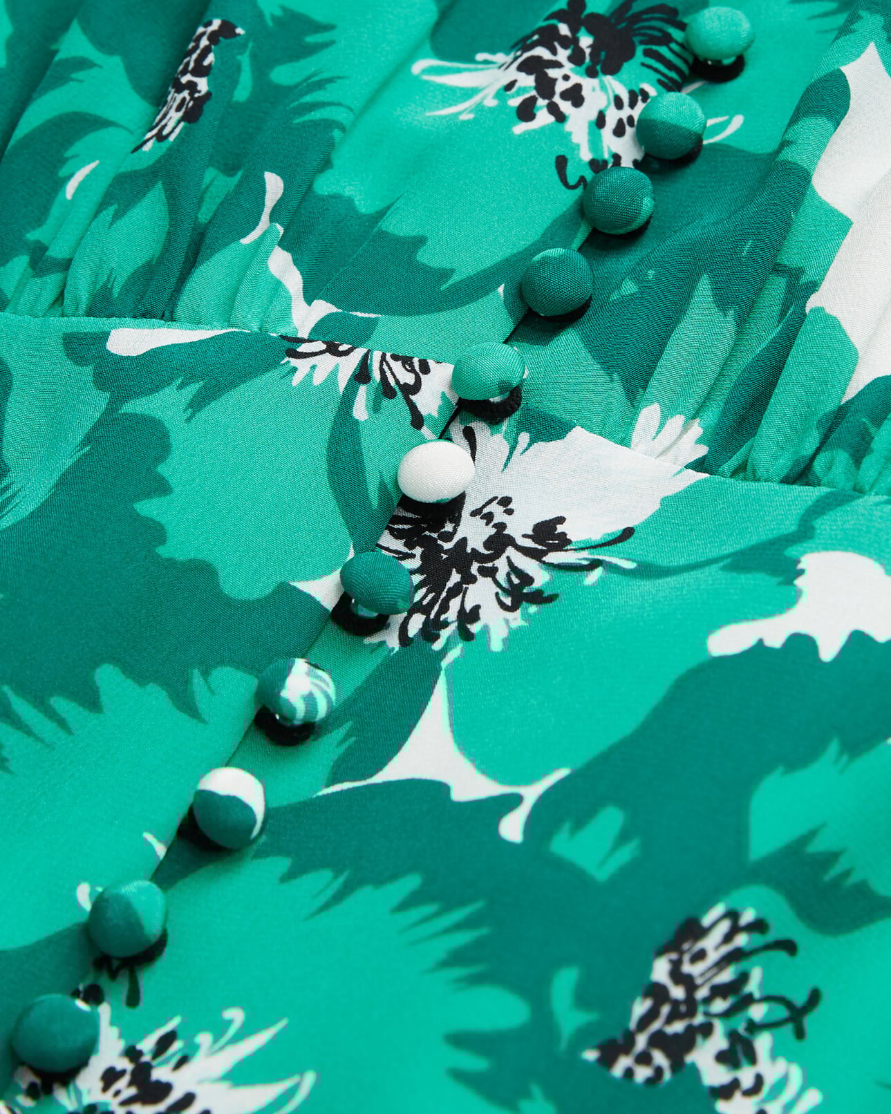 The Kooples DAMEN GREEN langes kleid mit print und knopfverschluss