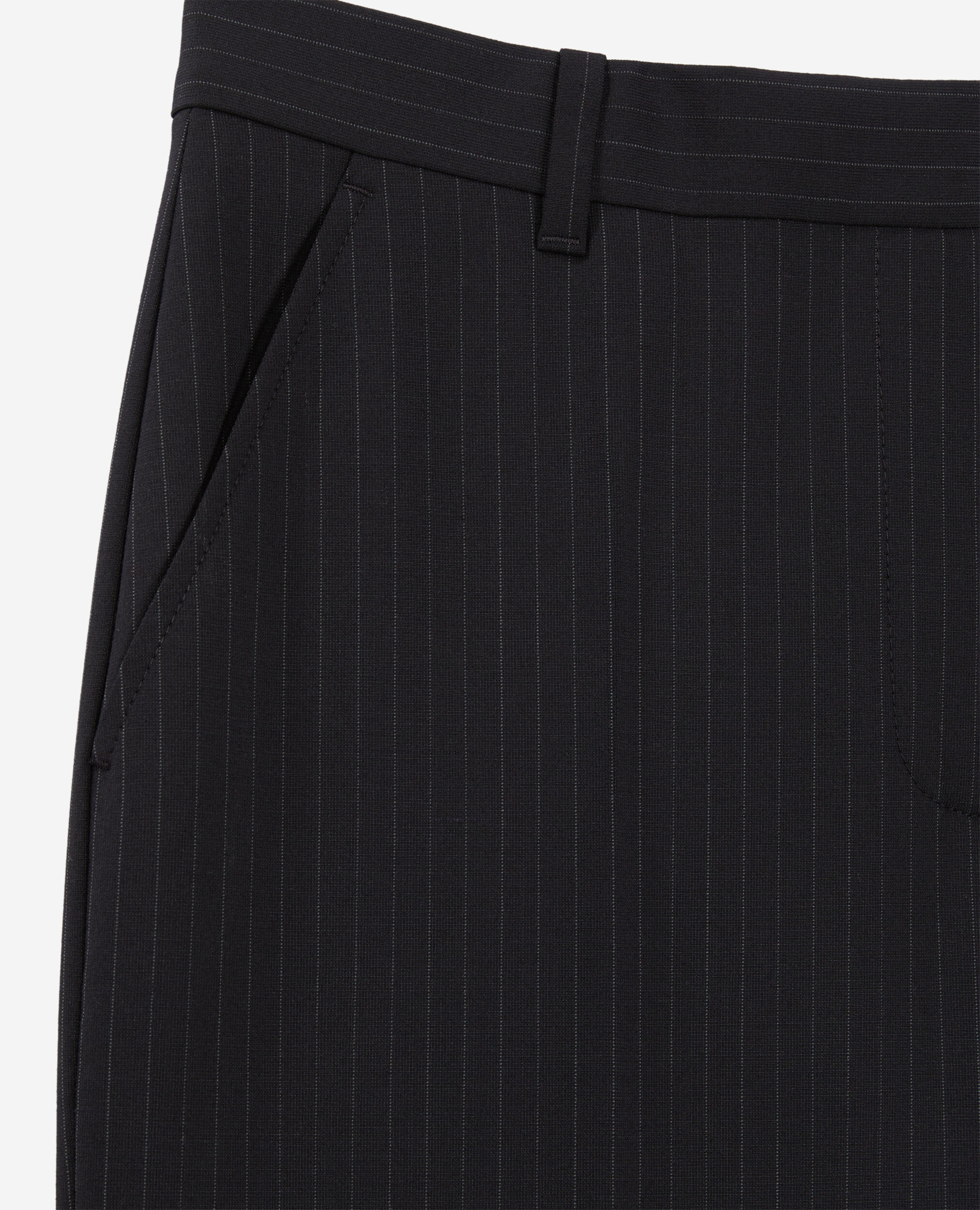 Schwarze Anzughose aus gestreifter Wolle, BLACK WHITE, hi-res image number null