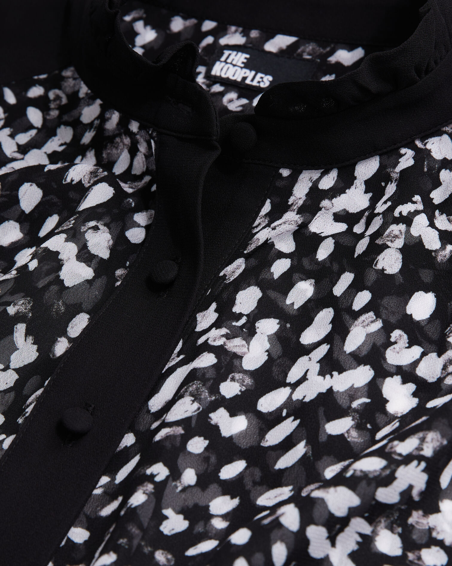 Printed top with contrasting details, BLACK WHITE, hi-res image number null