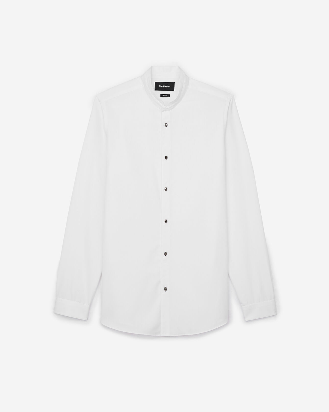 The Kooples MEN WHITE white cotton faille shirt with officer collar