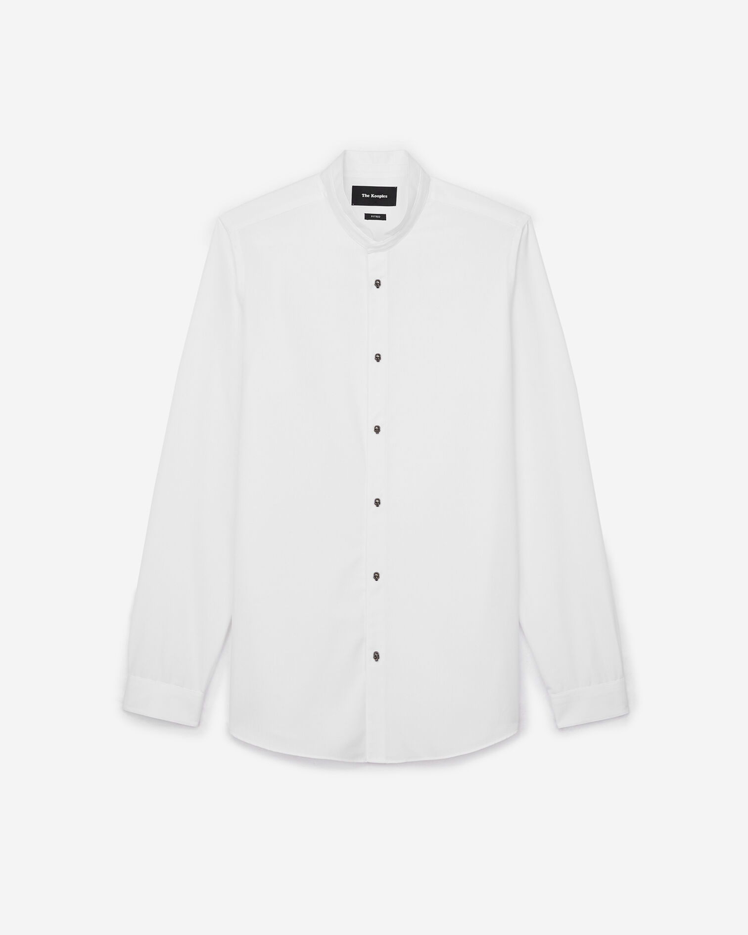 White cotton faille shirt with officer collar, WHITE, hi-res image number null