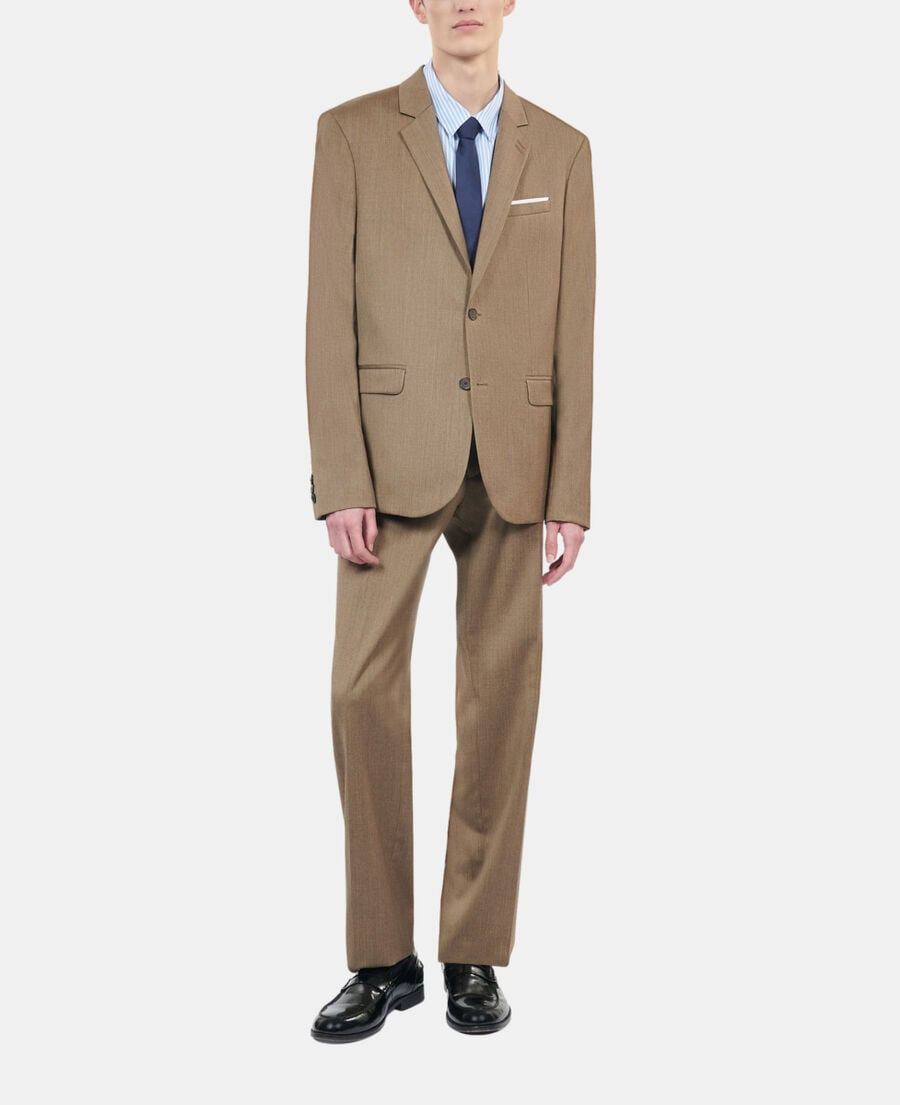 The Kooples HOMME BROWN veste de costume en laine marron clair