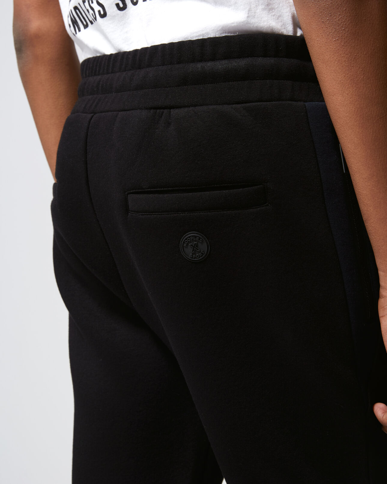 The Kooples MEN BLACK black joggers with navy blue details