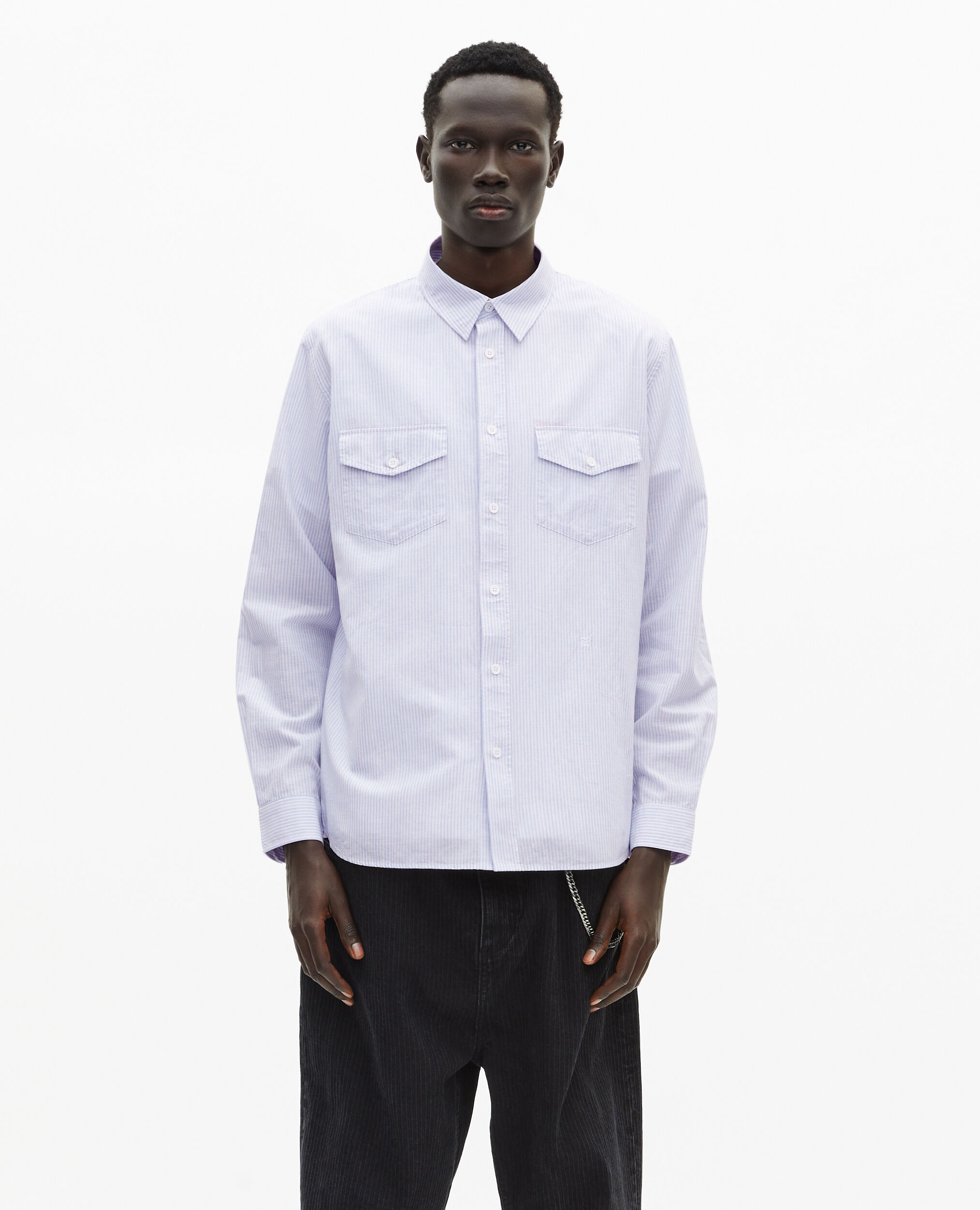 Blue striped shirt, BLUE WHITE, hi-res image number null