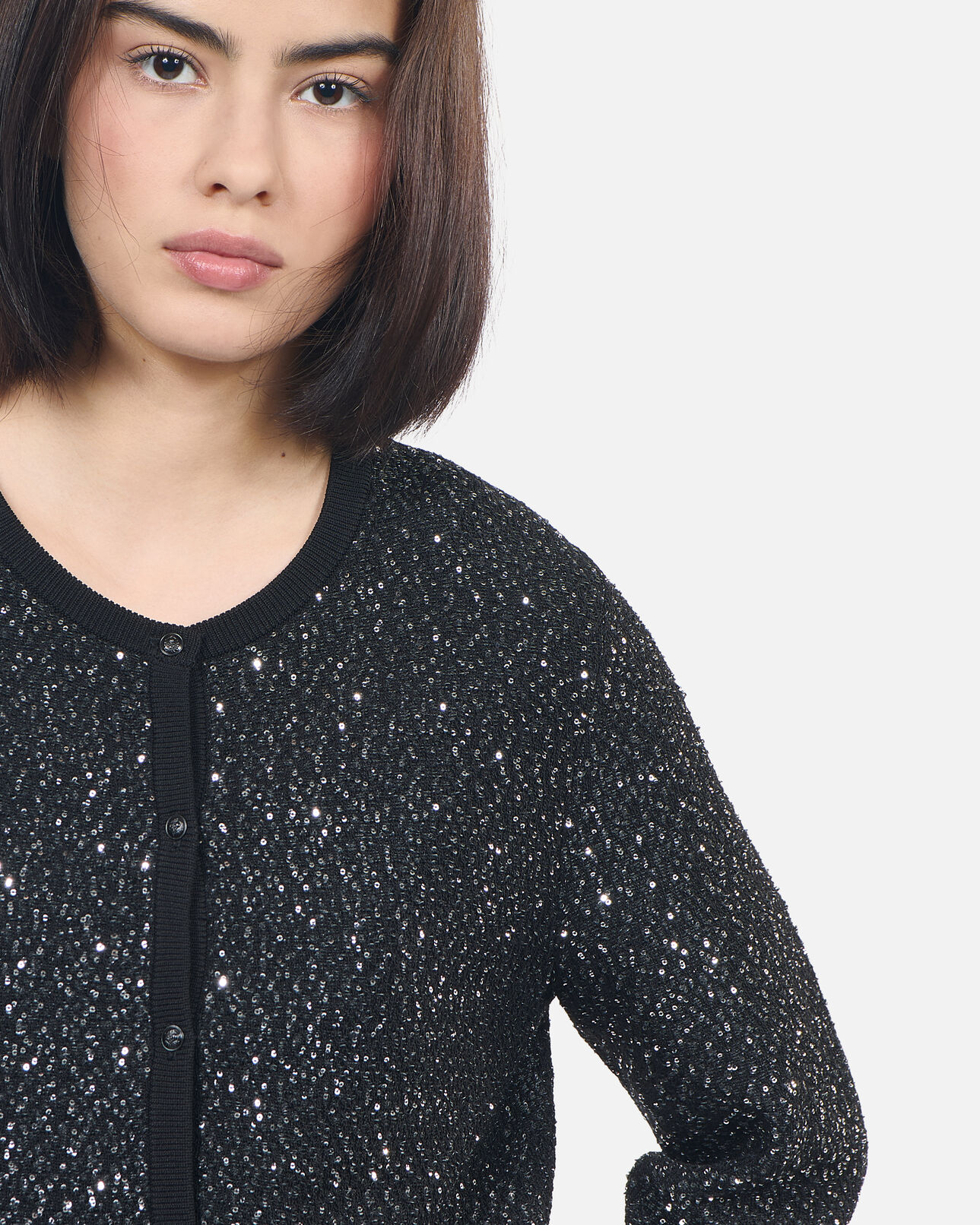 The Kooples WOMEN BLACK black sequined knit cardigan