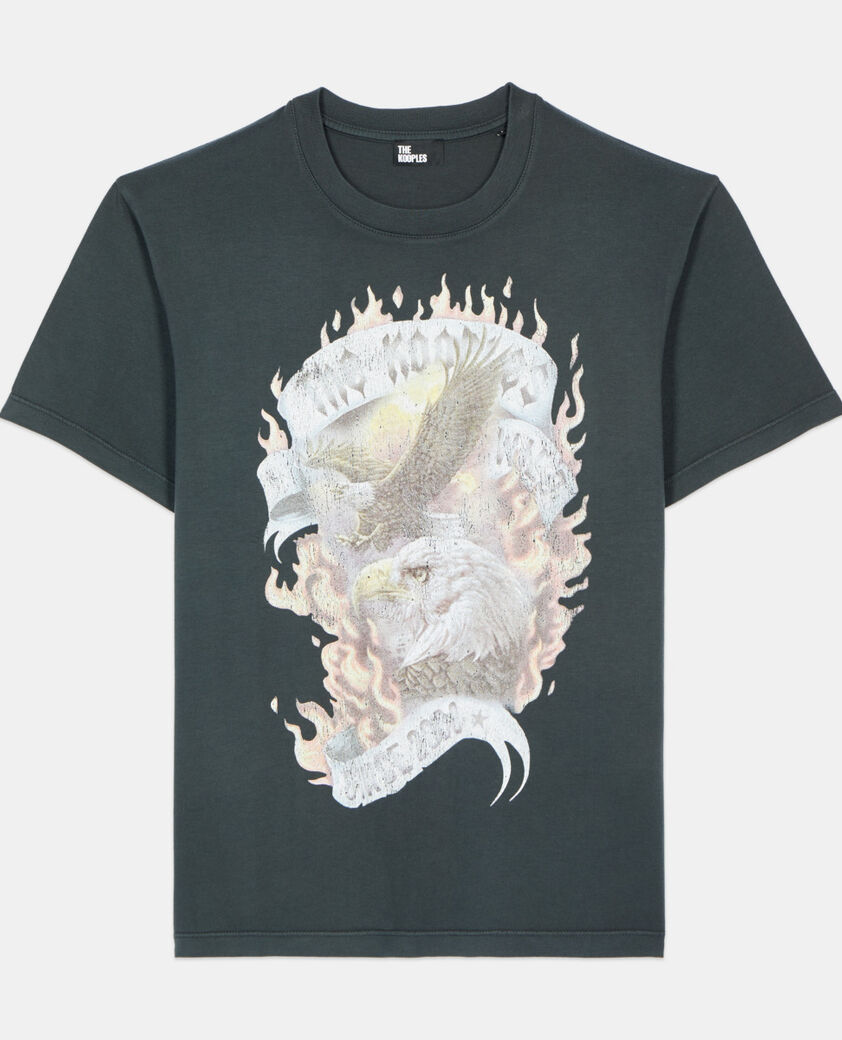 The Kooples FEMME BLACK WASHED t-shirt avec sérigraphie noir