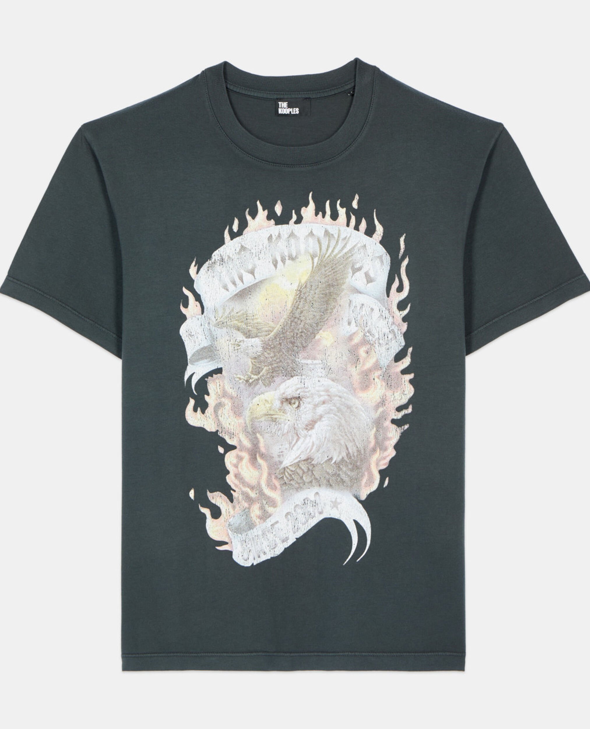 Black Eagles on fire serigraphy t-shirt, BLACK WASHED, hi-res image number null