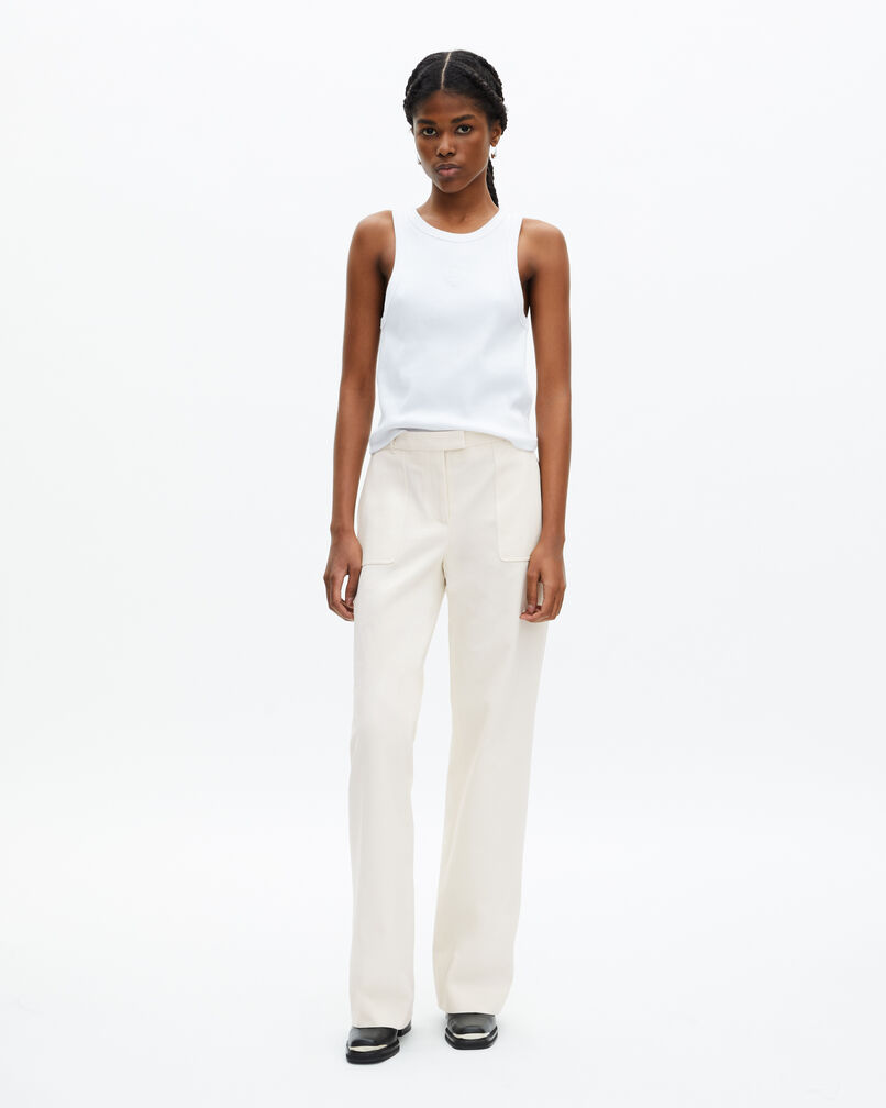 The Kooples WOMEN ECRU wide-leg ecru cotton pants
