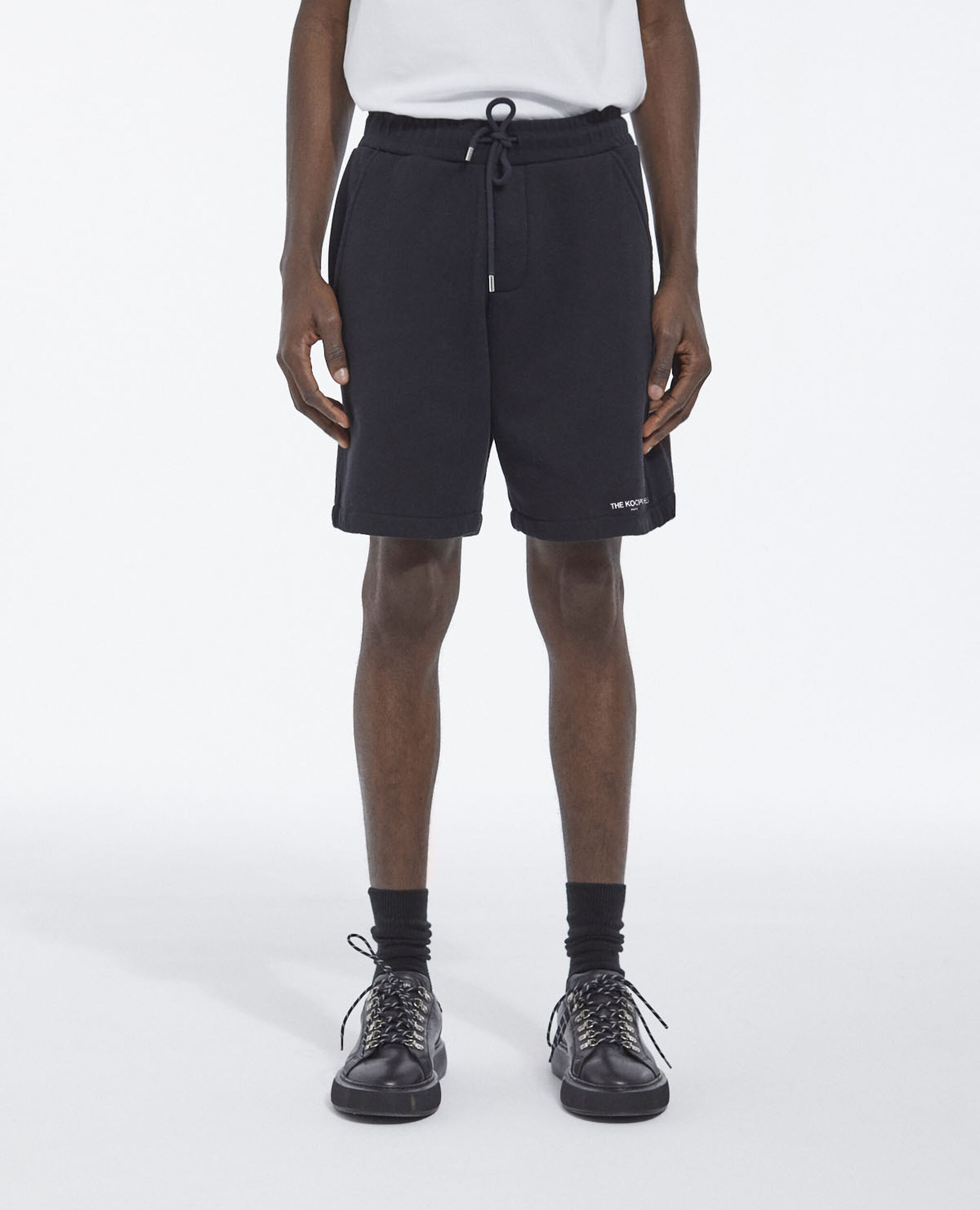 Fleece shorts with small logo, BLACK, hi-res image number null