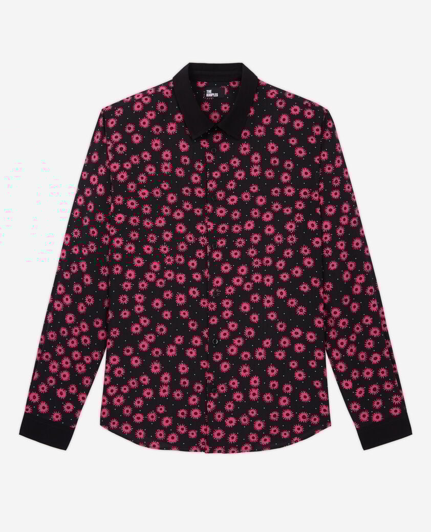 The Kooples HERREN BLACK / PINK hemd mit klassischem kragen und print