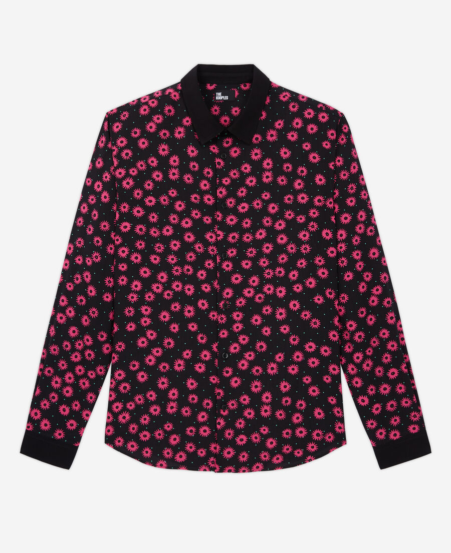 The Kooples HERREN BLACK / PINK hemd mit klassischem kragen und print