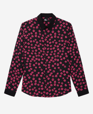 The Kooples HERREN BLACK / PINK hemd mit klassischem kragen und print