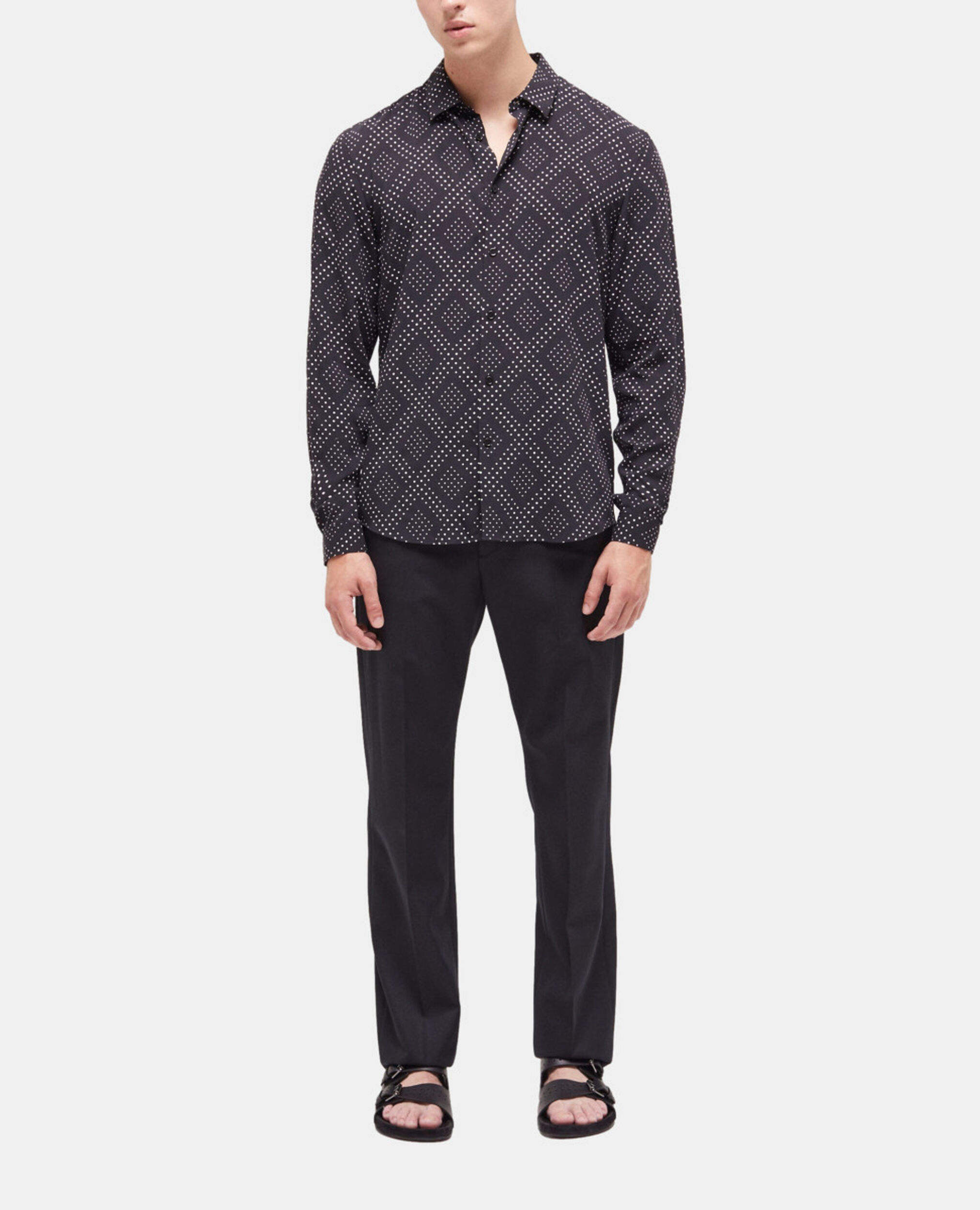 Printed shirt with classic collar, BLACK WHITE, hi-res image number null