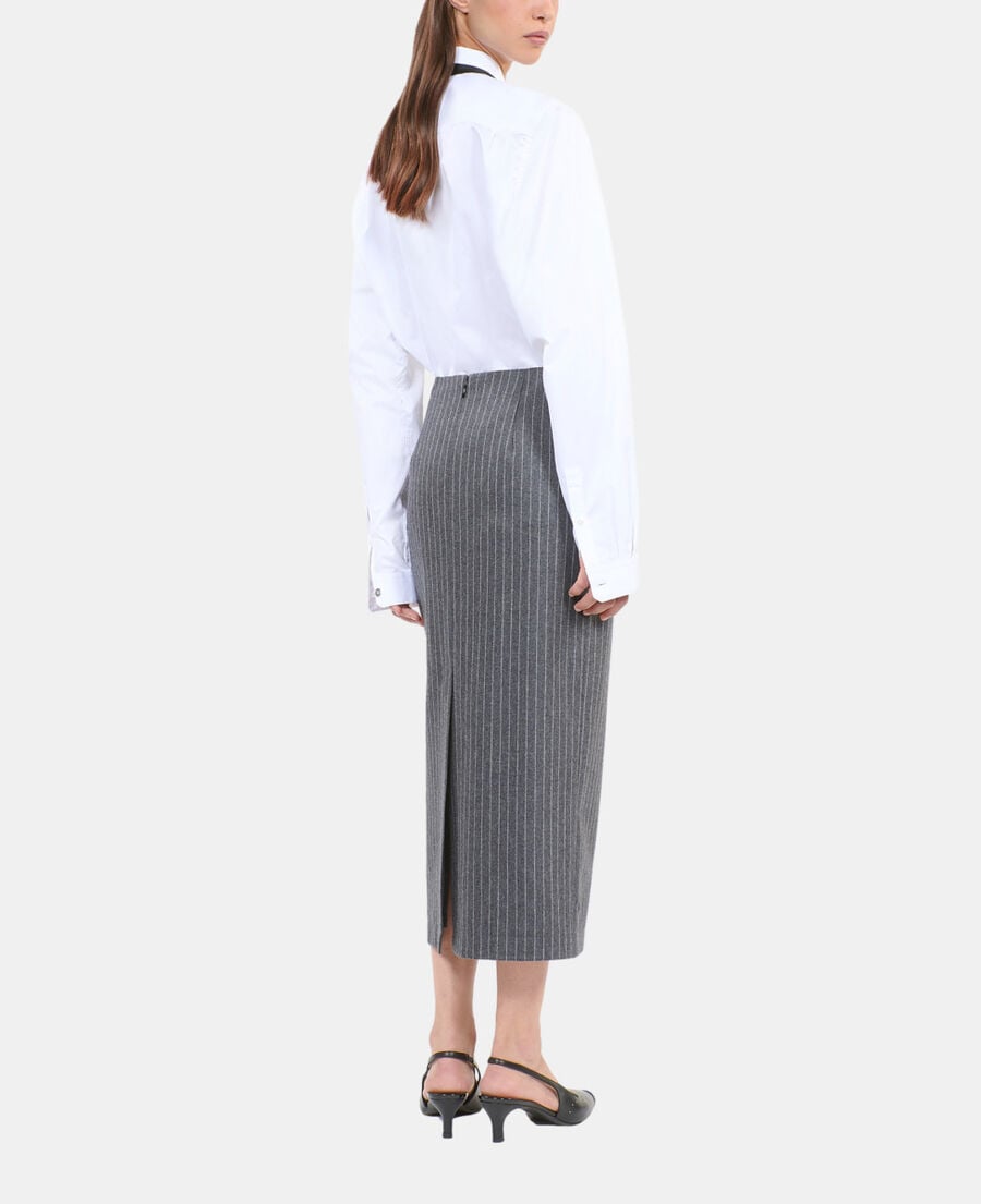 The Kooples DAMEN LIGHT GREY mittellager bleistiftrock mit streifen