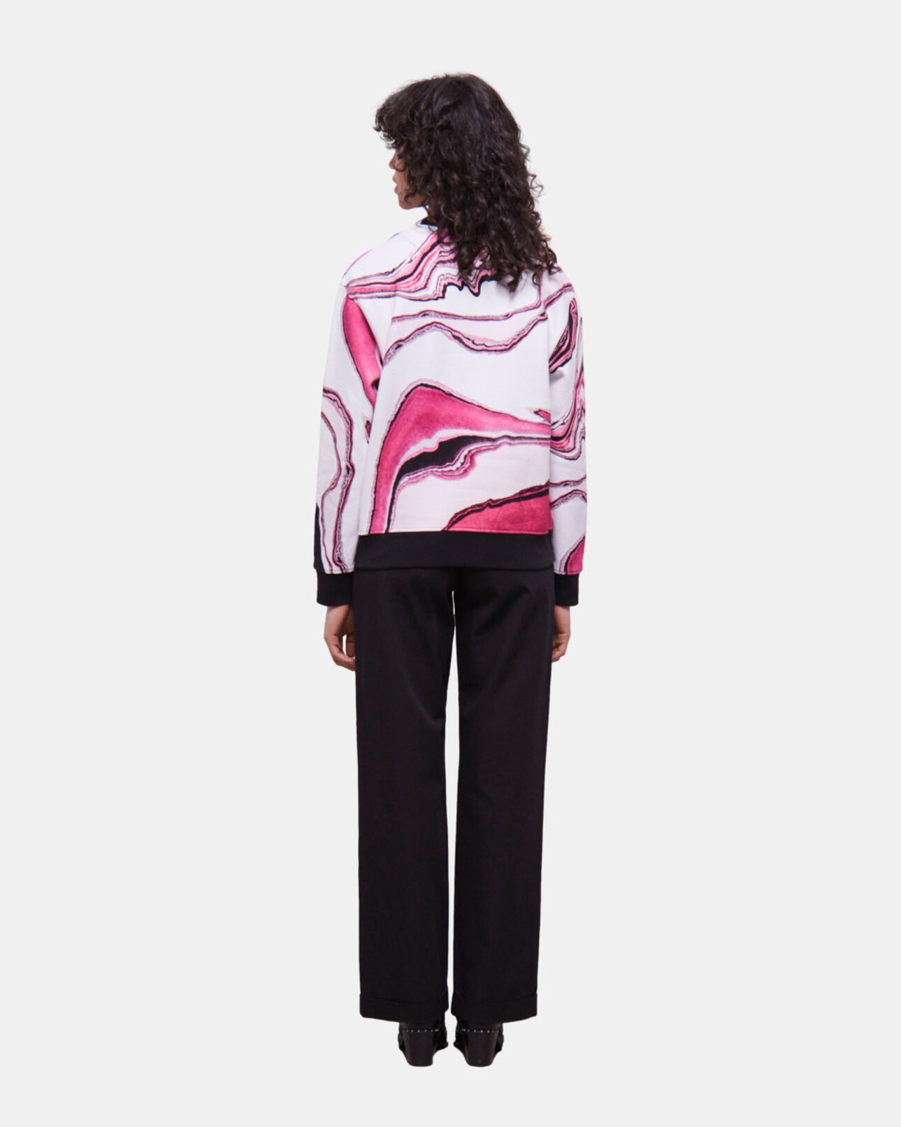 The Kooples WOMEN WHITE PINK printed sweatshirt