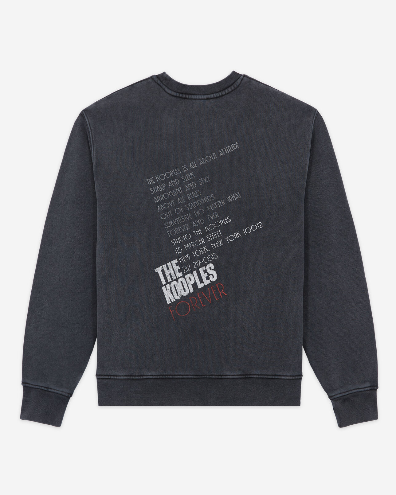 The Kooples WOMEN BLACK WASHED black sweatshirt with a tiger screen print