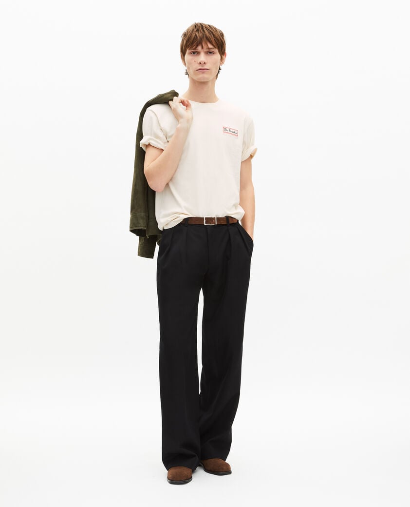 The Kooples HOMME LIGHT BEIGE t-shirt avec s&eacute;rigraphie via prony beige