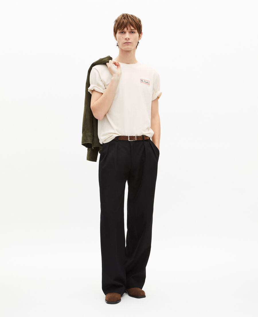 The Kooples HOMME LIGHT BEIGE t-shirt avec s&eacute;rigraphie via prony beige