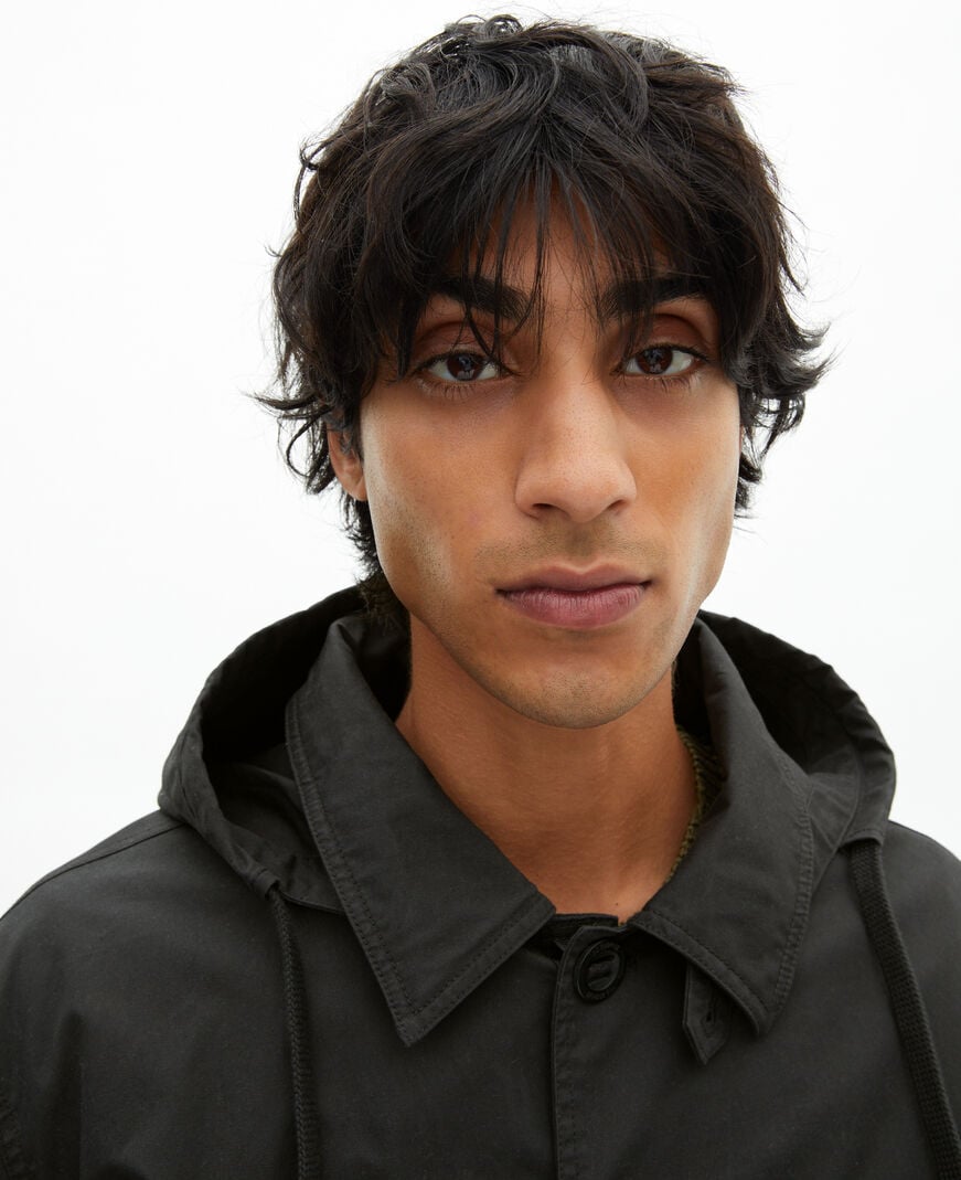 The Kooples HOMME BLACK parka courte à capuche noire